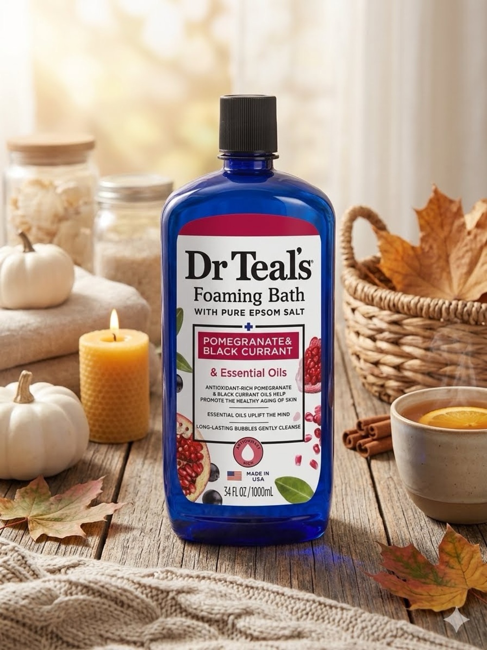 Dr Teal's Pomegranate & Black Currant Foaming Bath - Blue